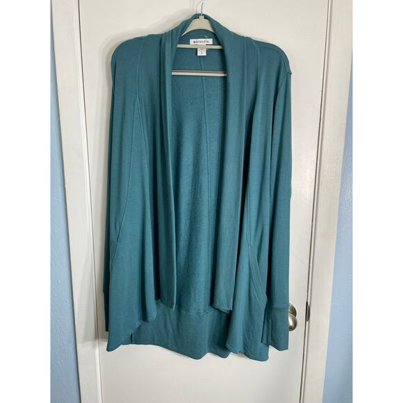 Athleta Cardigan Small Borealis Green Pranayam Wrap Soft Stretch Knit Office - Picture 1 of 8
